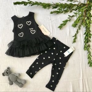 Juicy Couture Black & Silver Hearts Tutu Set NWT